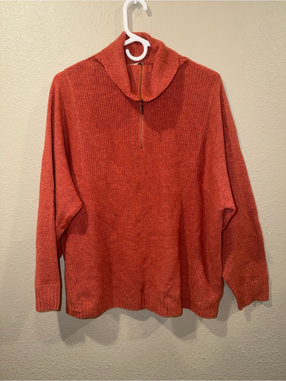 Wrap London 100% Cashmere Half-Zip Ribbed Sweater (Size US 12 / UK 16)